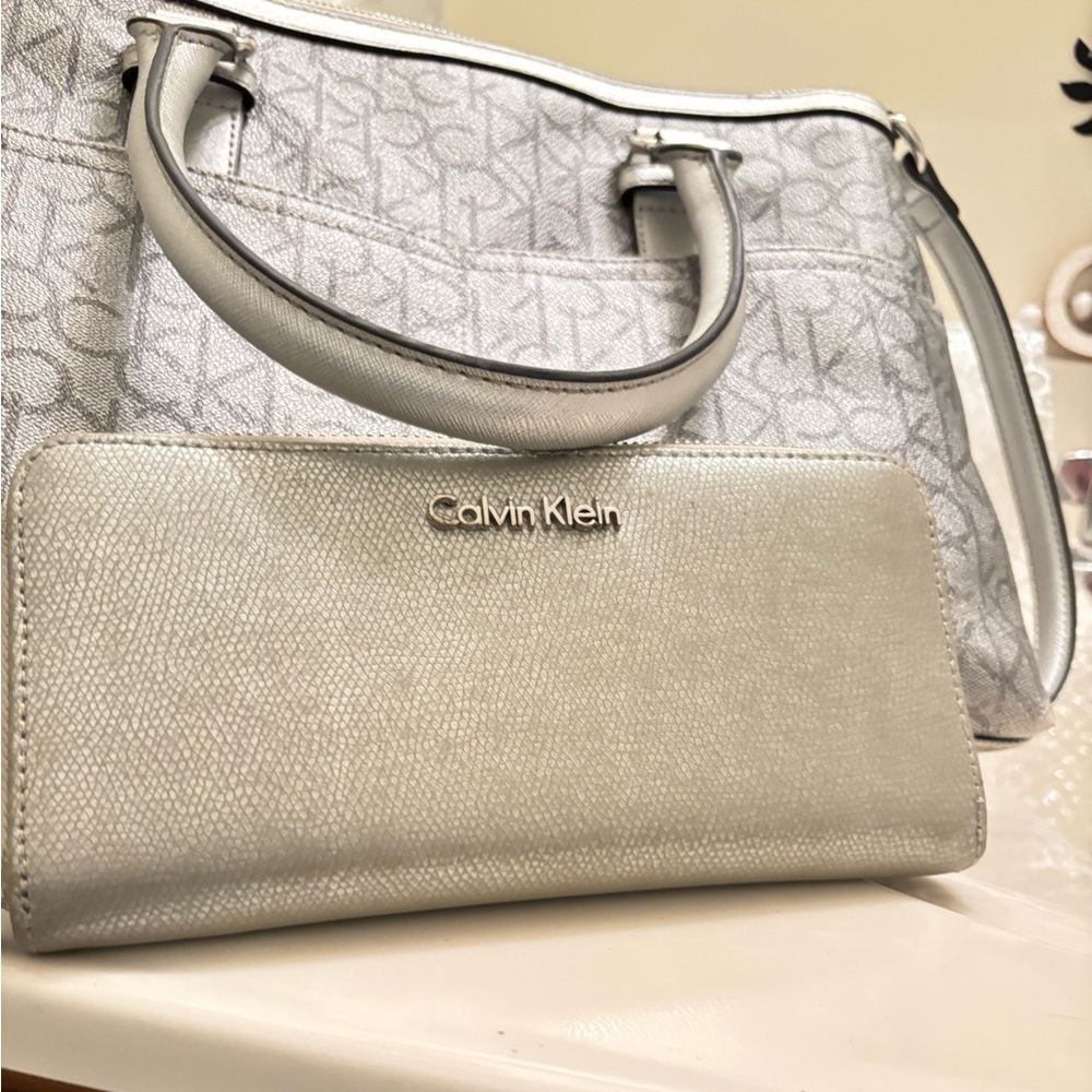 Calvin Klein Silver Bag and Wallet Combo